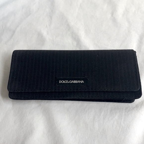 Dolce & Gabbana Soft Pinstripe Fabric Covered Front Flap Glasses Case - 6.5”x3” - Picture 1 of 10